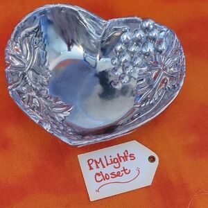 Arthur Court Silver Heart Bowl Grape Vine